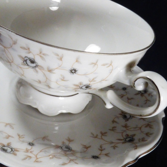 Tea cup & saucer set Mitterteich Bavaria Germany Lady Linda blue rose pattern - Picture 1 of 8